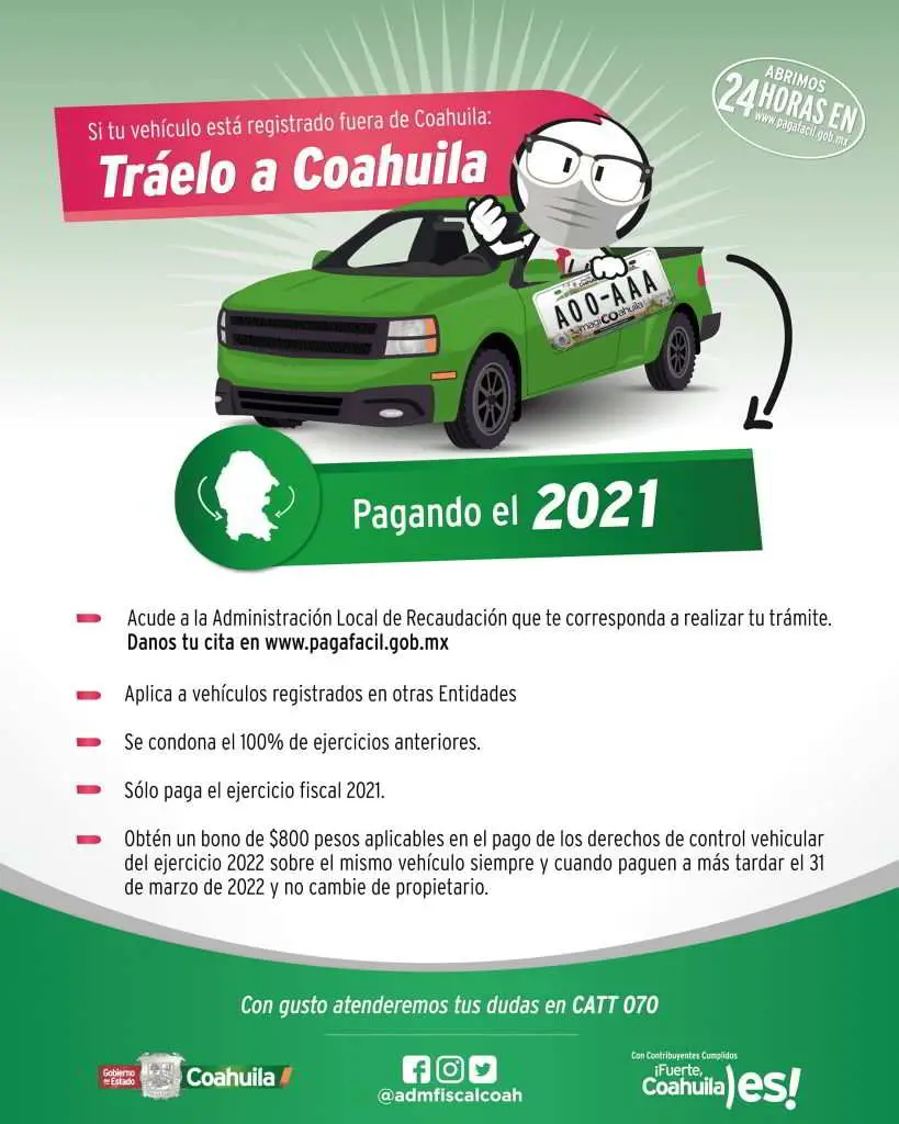 Condonacion de pago adeudo vehicular Coahuila
