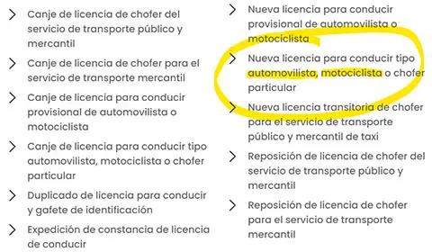 Licencia para moto Puebla